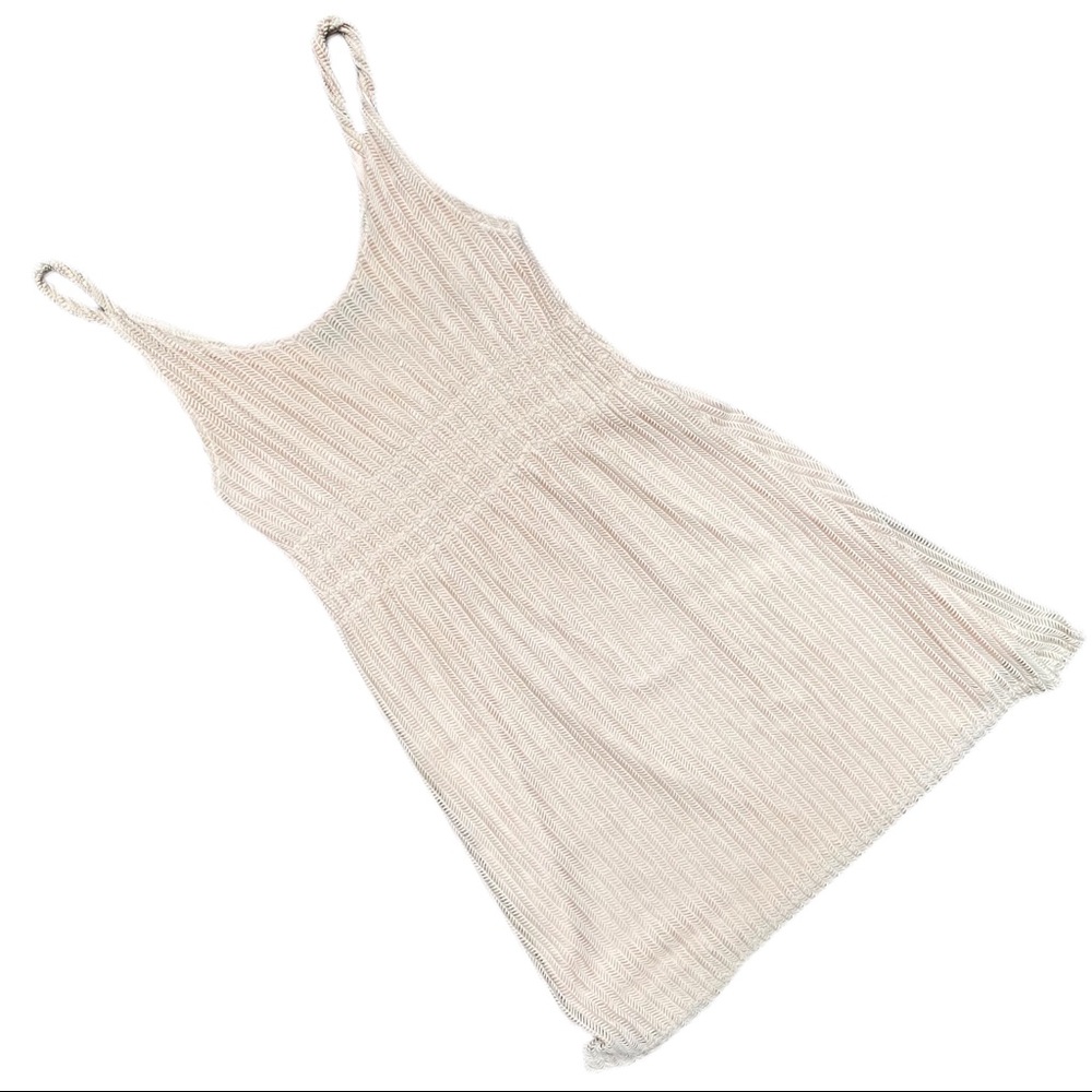 SM WARDROBE Beige Crochet Lined Sleeveless Dress